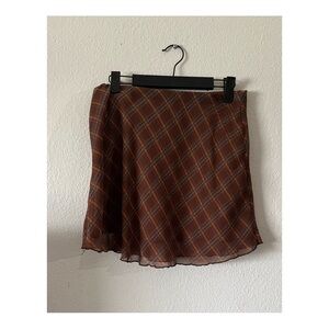 Blue Blush Brown Asymmetrical A-Line Mini Skirt